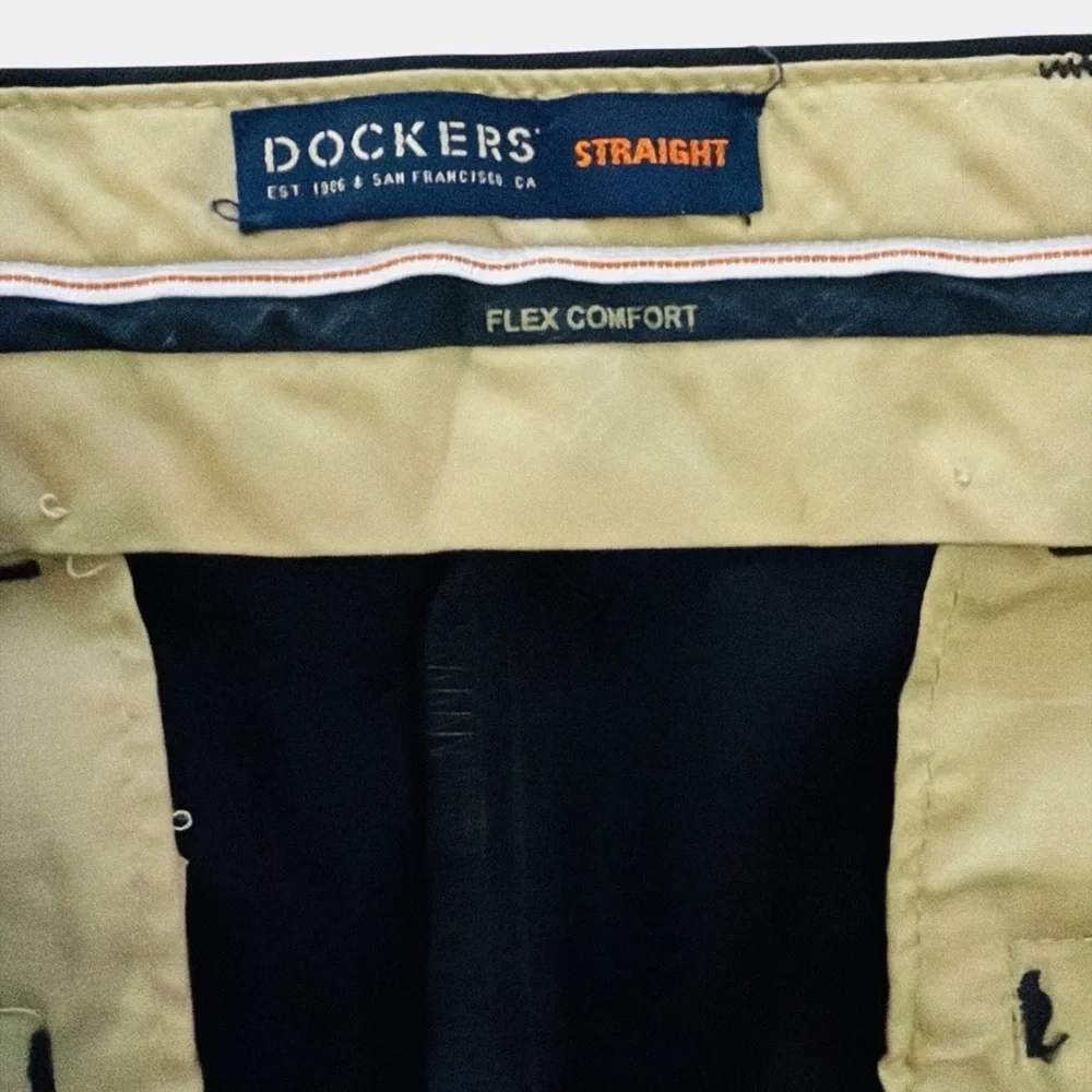 Dockers Classic Fit Signature Khaki Lux Cotton Stretch Pants Navy Size 48x32